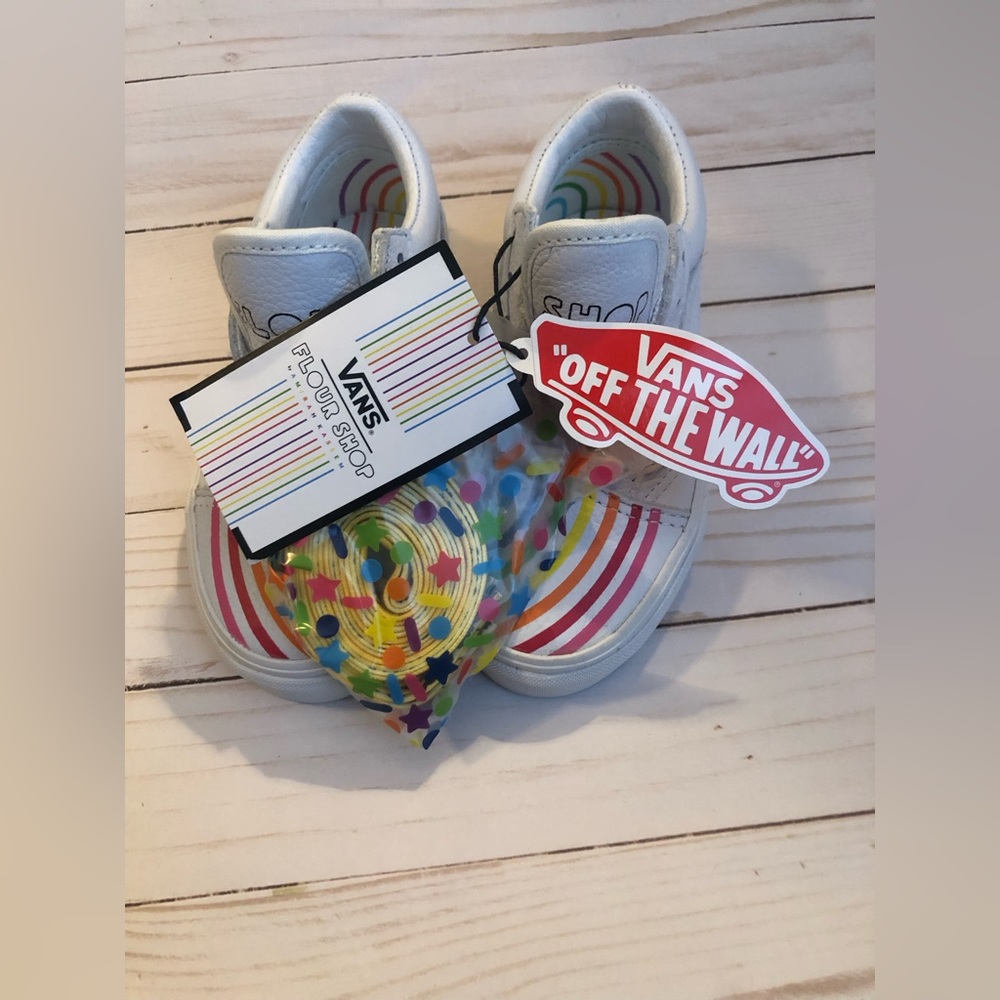 Vans Kids White Rainbow Sneakers - Picture 2 of 5